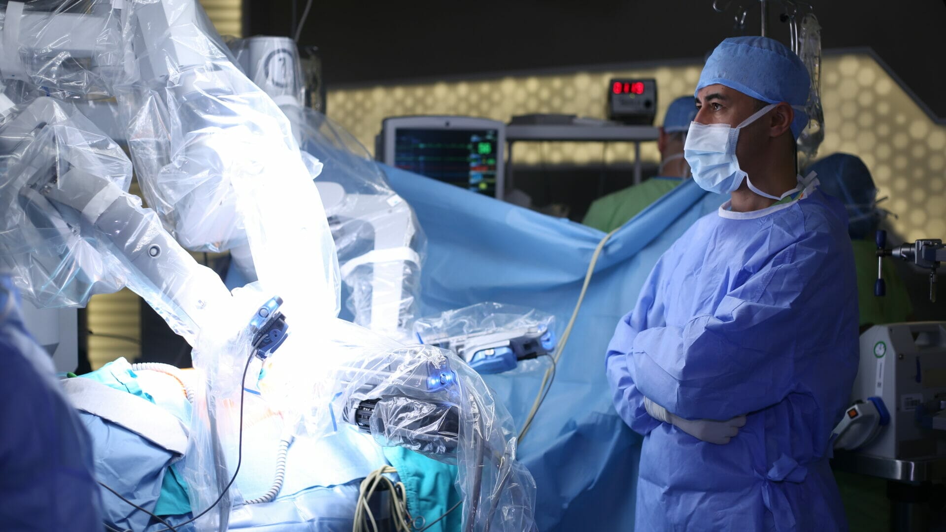 Robotic Surgery. Medical robot. Medical operation involving robo