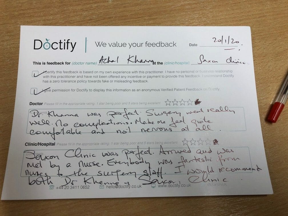 A 5 star Doctify review from a happy patient