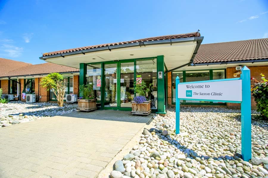 The Saxon Clinic entrance and welcome sign